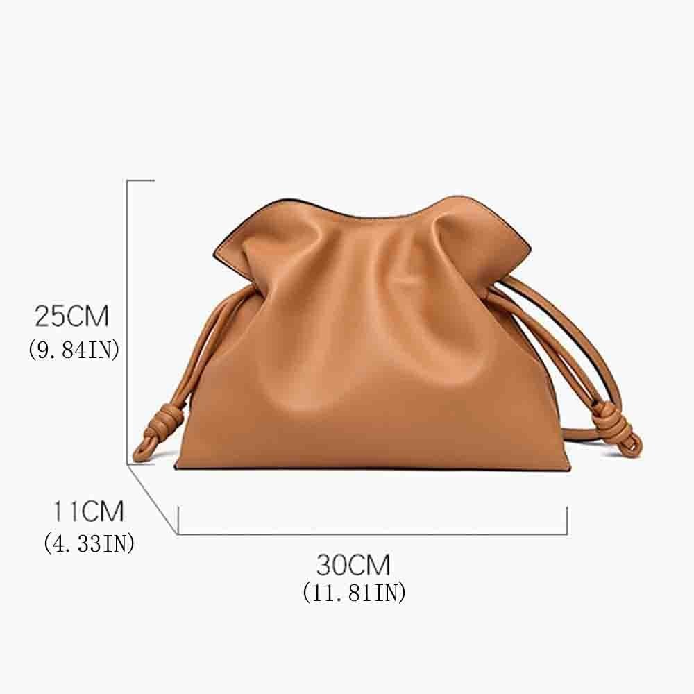 Women's versatile crossbody cloud drawstring pleated bucket bag with fashionable PU leather - Image 2