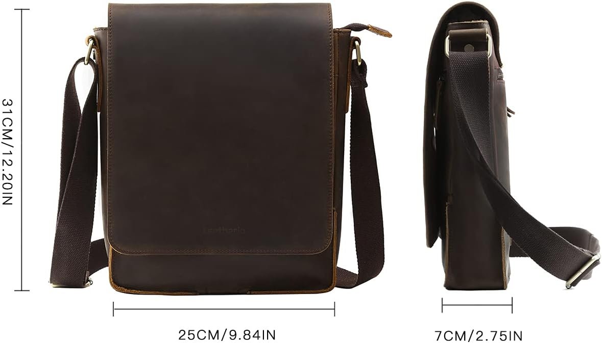 Men's Crossbody Bag Leather Shoulder Bag For Men Small Messenger Brown - Image 2