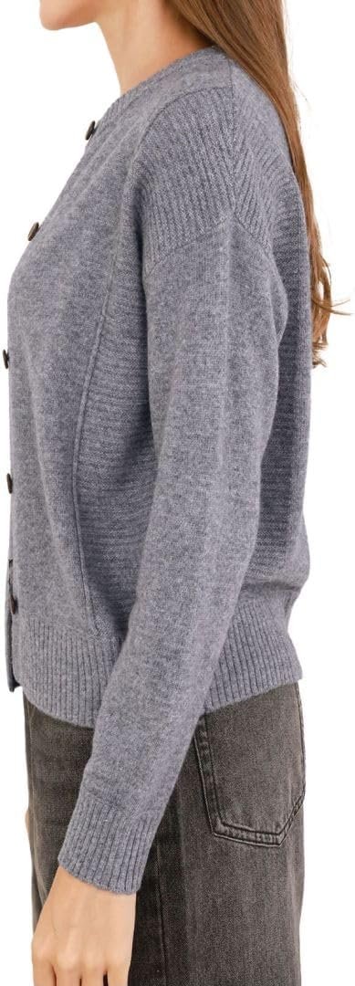 Women's 100% Wool Button Down Sweaters Winter Long Sleeve Knit Cardigan - Image 2