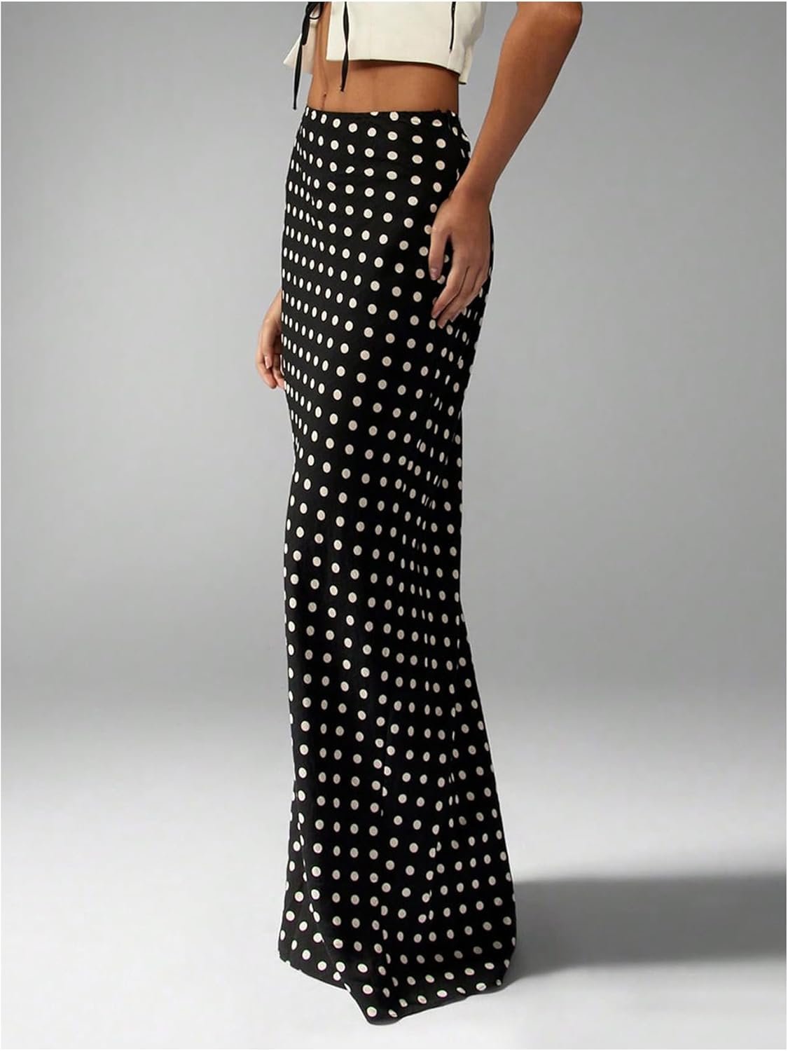 Women's Polka Dots Bodycon Maxi Skirt Elegant Floor Length Casual Long Skirts - Image 2
