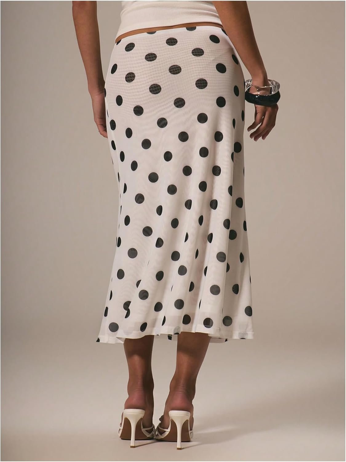 Women's Polka Dots Midi Skirt Low Rise Summer Casual Going Out Skirts - Image 2
