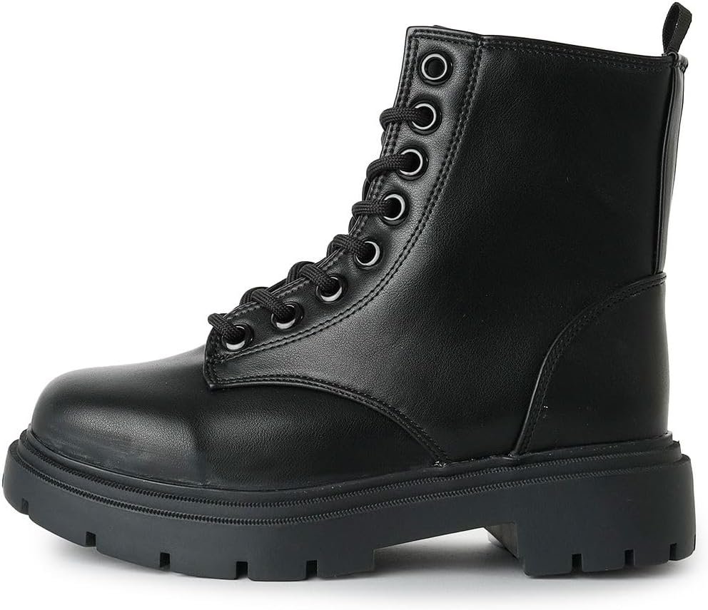 Combat Boot - Casual Outdoors Slip On Lace Up Ankle Bootie - Image 2