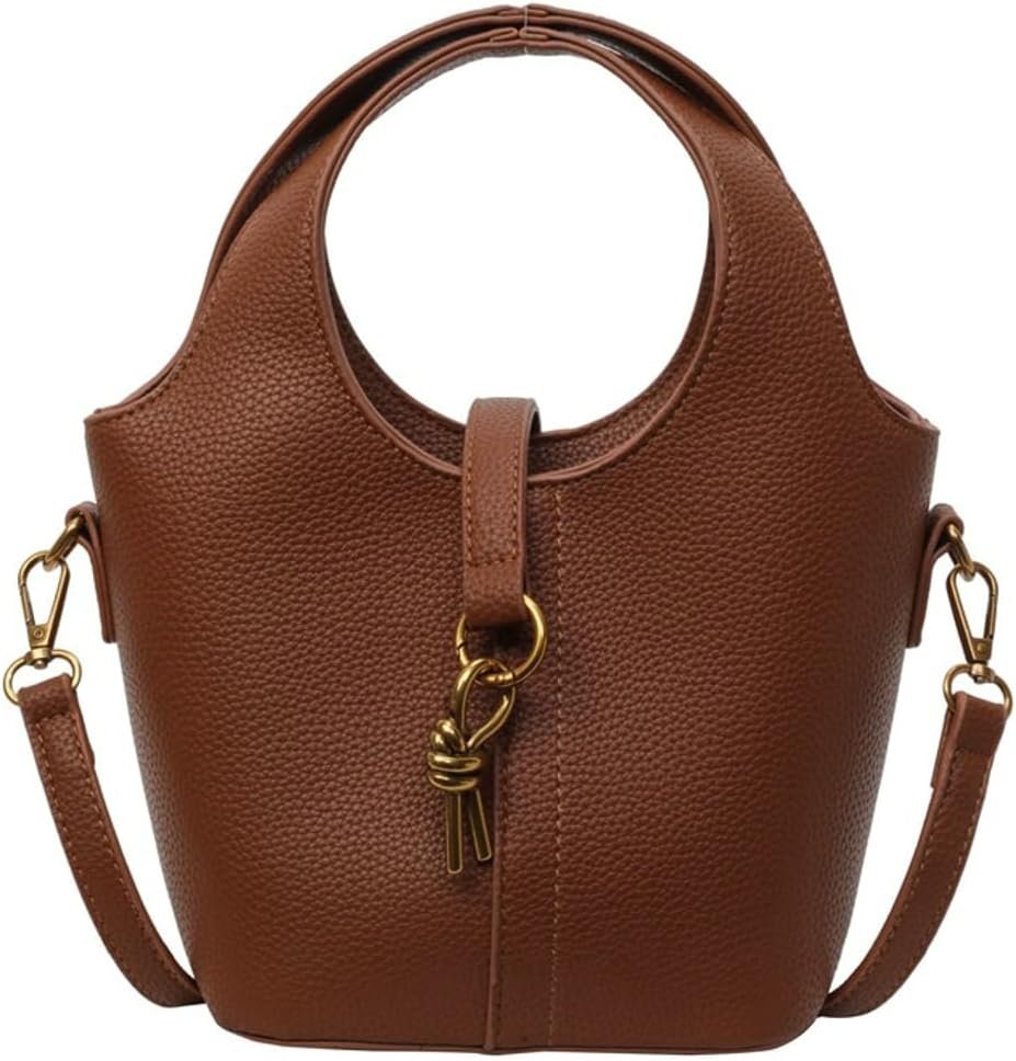 Women Bucket Bag PU Leather Bag Fashion Shoulder Crossbody Bag Vintage Tote Bag Small Handabg Purse
