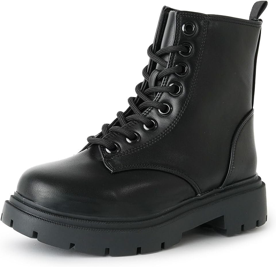 Combat Boot - Casual Outdoors Slip On Lace Up Ankle Bootie