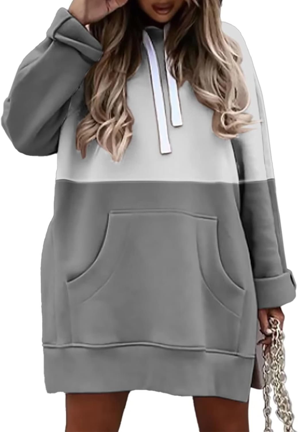 Women Oversized Hoodie Dress Pullover Winter Kangaroo Pocket Sweatshirt Fall Tops Casual Loungewear