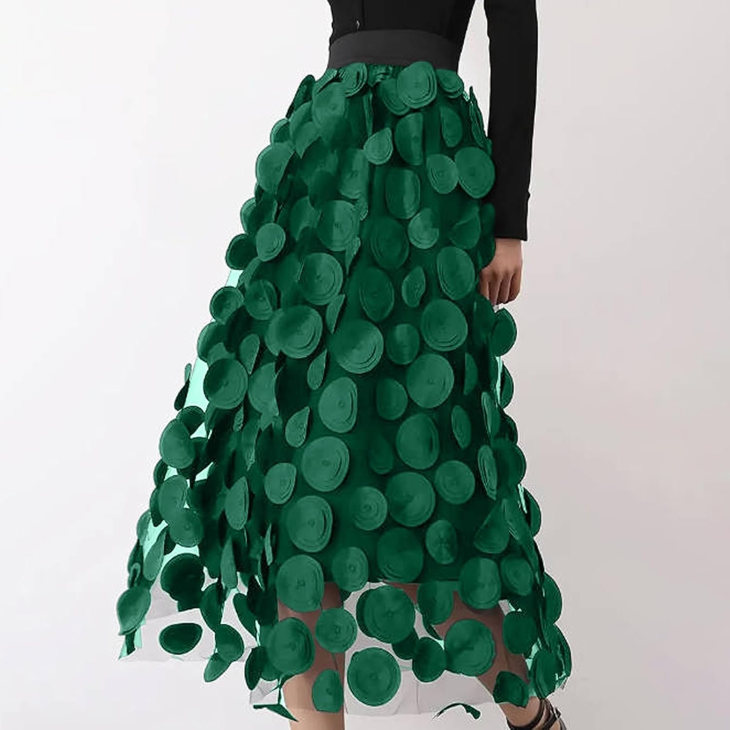 Women’s Retro A-Line Skirt with Polka Dots - Classic High-Waisted Fashion for Vintage-Inspired Style - Image 2