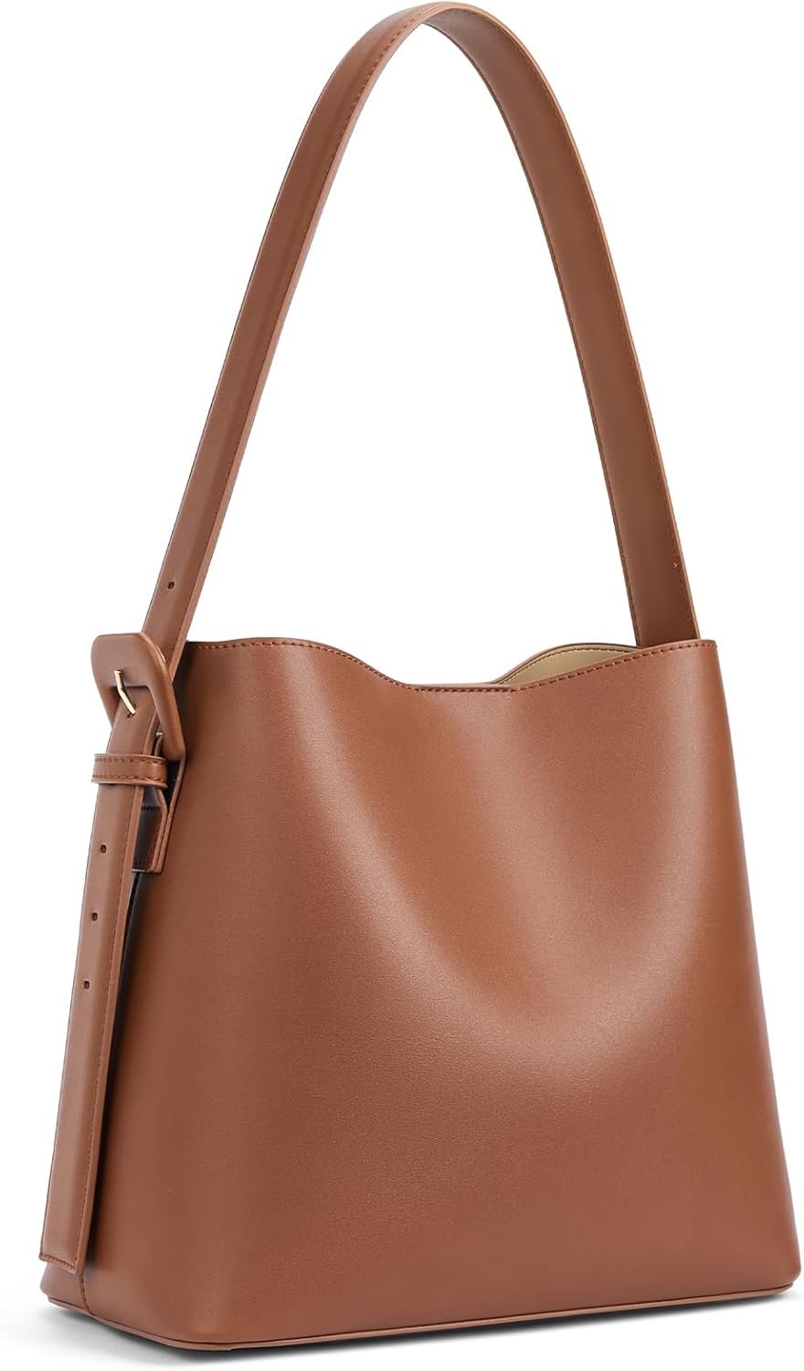 Bucket Bag Vegan Leather Shoulder Purses for Women Trendy Adjustable Strap