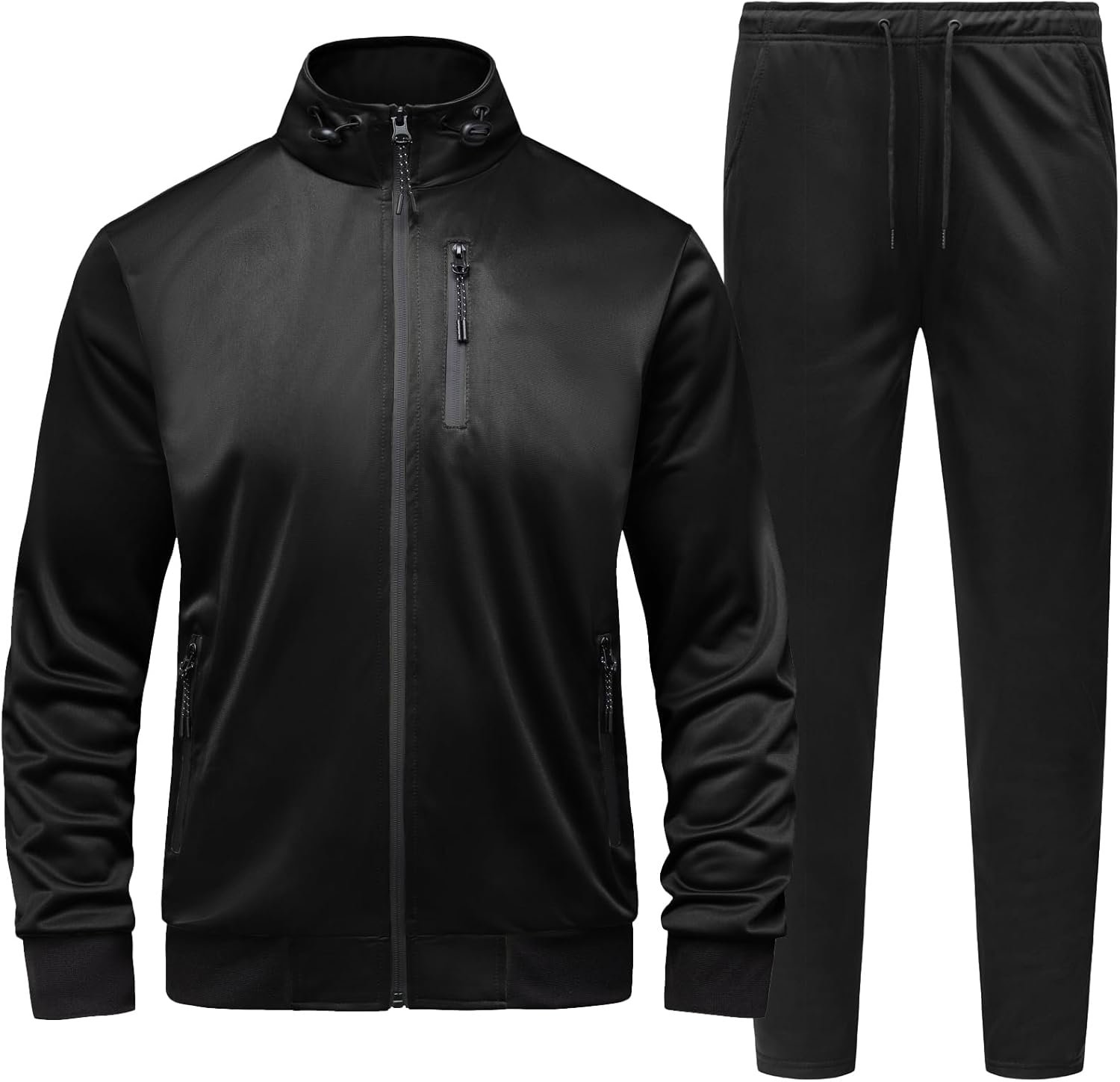 Men's Athletic Full Zip Tracksuit Set Fashion Workout Sweatsuit Track Long Sleeve Jackets and Pants 2 Piece Outfit