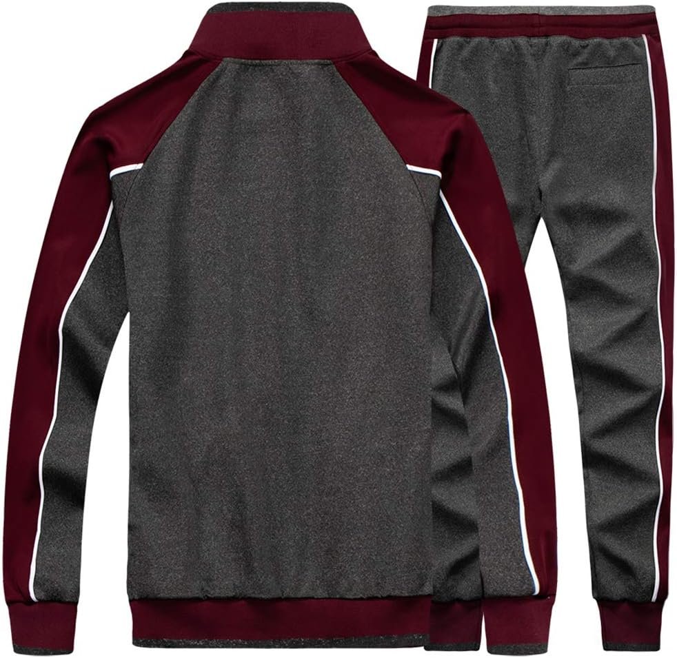 Men's Tracksuit 2 Pieces Sweat Suits Casual Full Zip Long Sleeve Outfit Sports Jogging Suits Set - Image 2