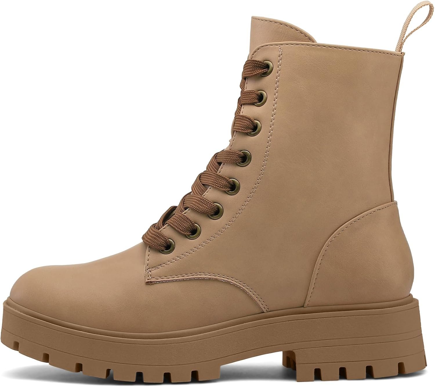 Women Combat Boots Lace-Up Platform Ankle Booties Chunky Low Heel Side Zipper Shoes - Image 2