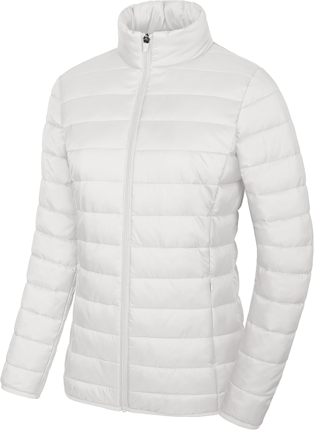 Women's Puffer Jacket Lightweight Quilted Padded 4 Pockets Zip-up Stand-collar Winter Fleece Coat - Image 2