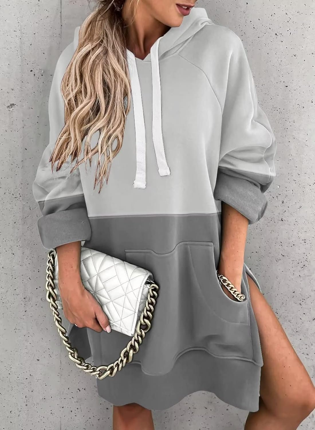 Women Oversized Hoodie Dress Pullover Winter Kangaroo Pocket Sweatshirt Fall Tops Casual Loungewear - Image 2