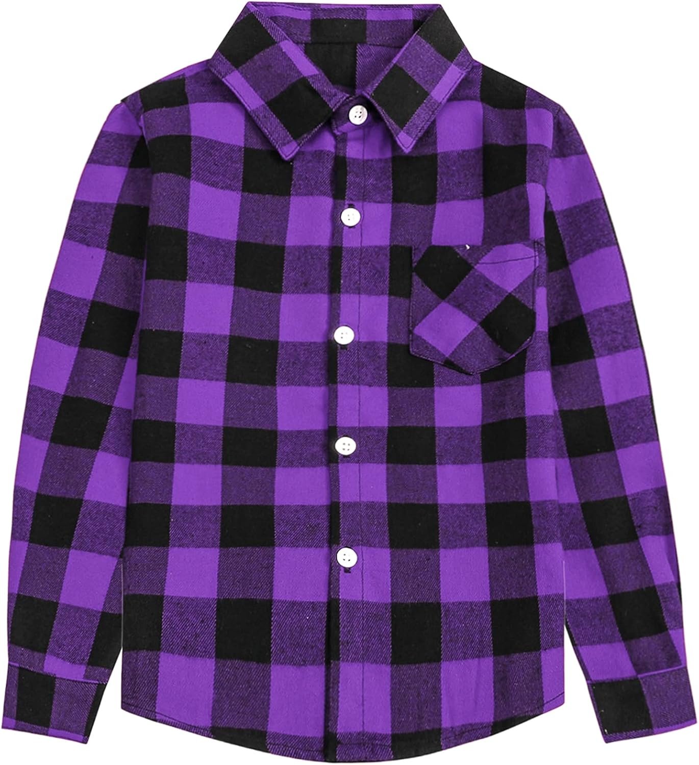 Womens and Girls Long Sleeve Flannel Shirt Casual Button Down Plaid Shirts, 3 Months - Adult 2XL - Image 2