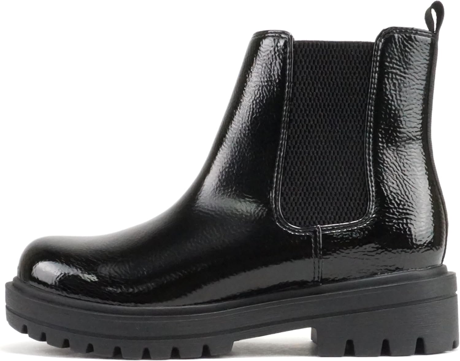 Women Lug Sole Low Heel Chelsea Fashion Ankle Bootie w/Double Elastic