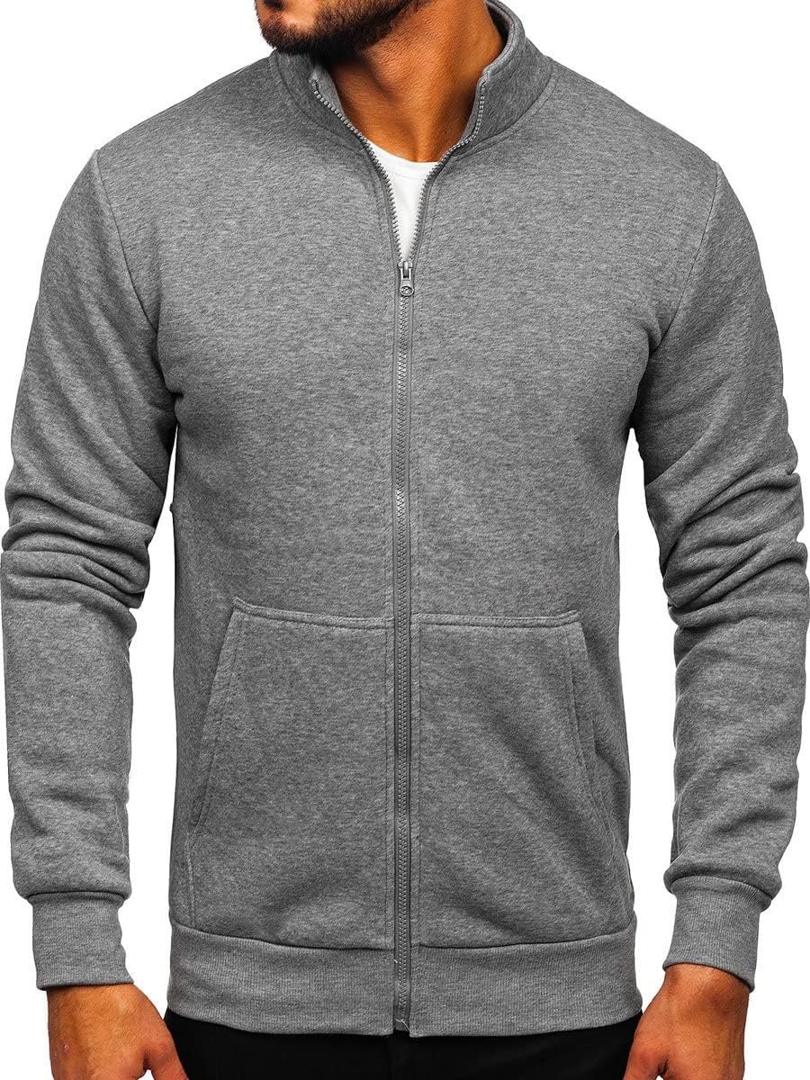 Men's Full Zip Up Active Track Jacket Zipper Mock Neck Sweatshirts Casual Long Sleeve Top with Pocket