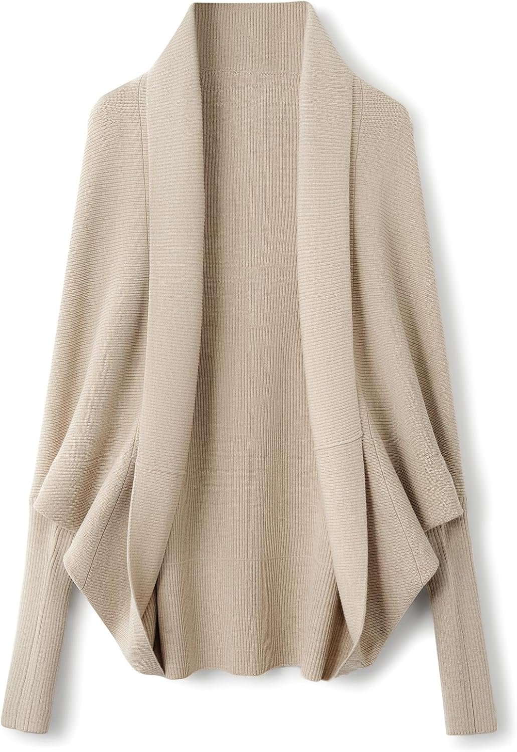 Women's Merino Wool Blend Oversized Cardigan 2025 Fall Winter Open Front Batwing Sleeve Rib Knit Slouchy Sweater