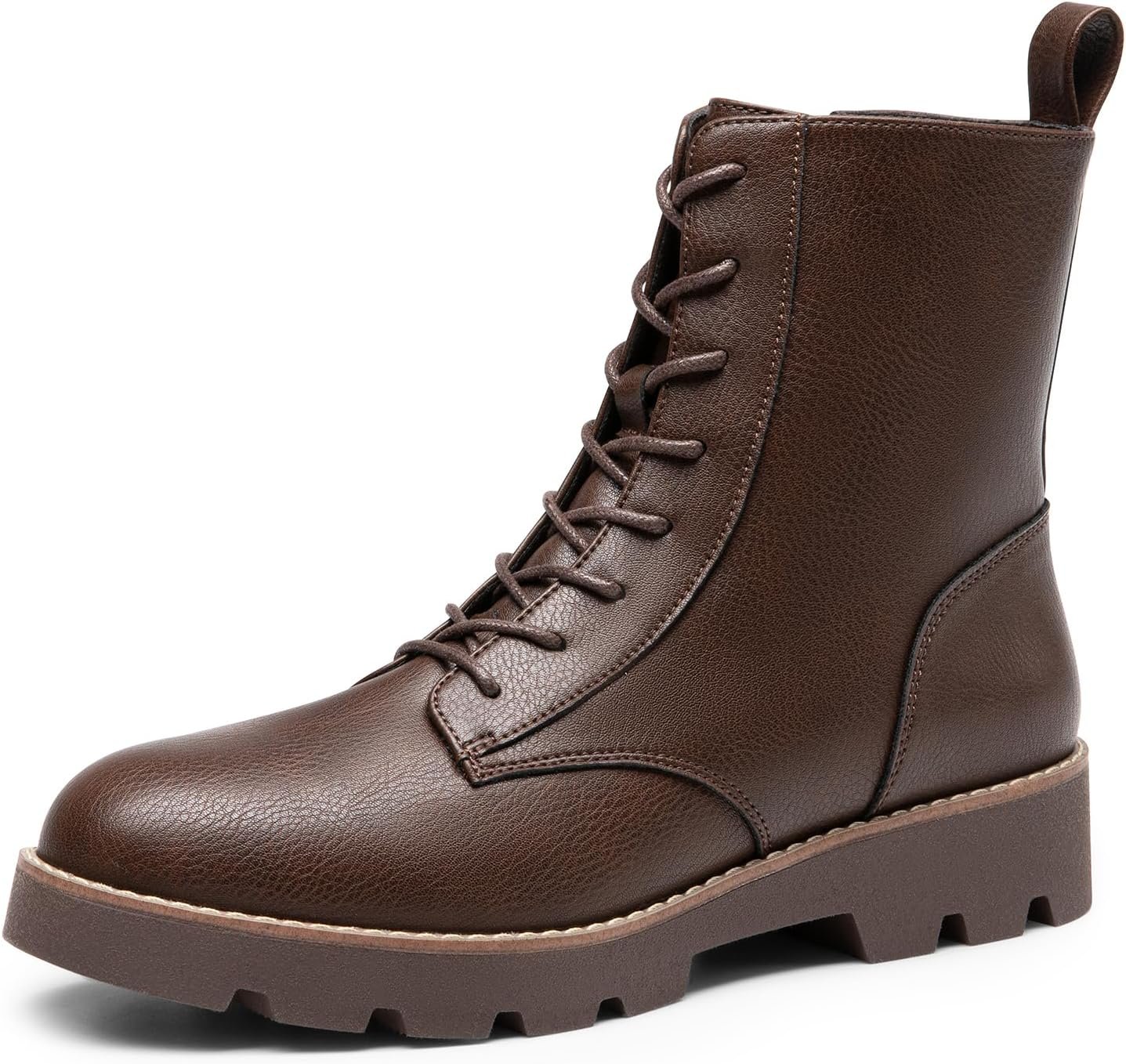 Women Combat Ankle Boots Lace up Lug Sole Fashion Booties Shoes
