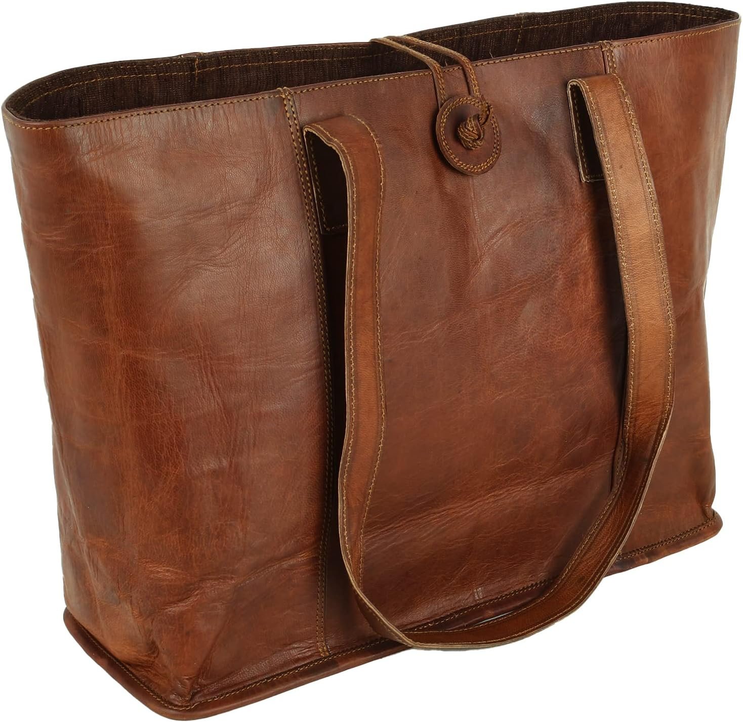Vintage Genuine Leather Tote Bag Handbag Shopper Purse Shoulder Bag for Women Office Laptop Bag