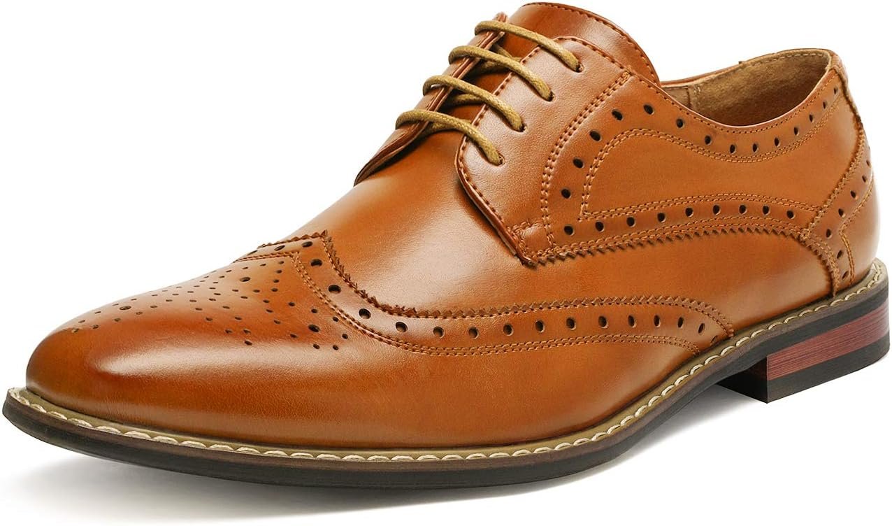 Men's Classic Modern Formal Oxford Wingtip Lace Up Dress Shoes