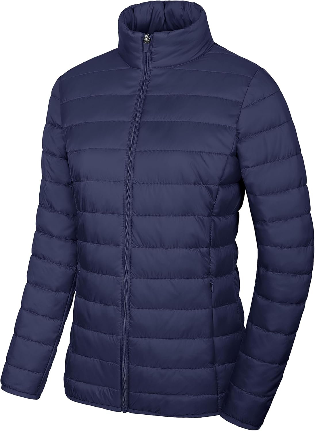 Women's Puffer Jacket Lightweight Quilted Padded 4 Pockets Zip-up Stand-collar Winter Fleece Coat - Image 2