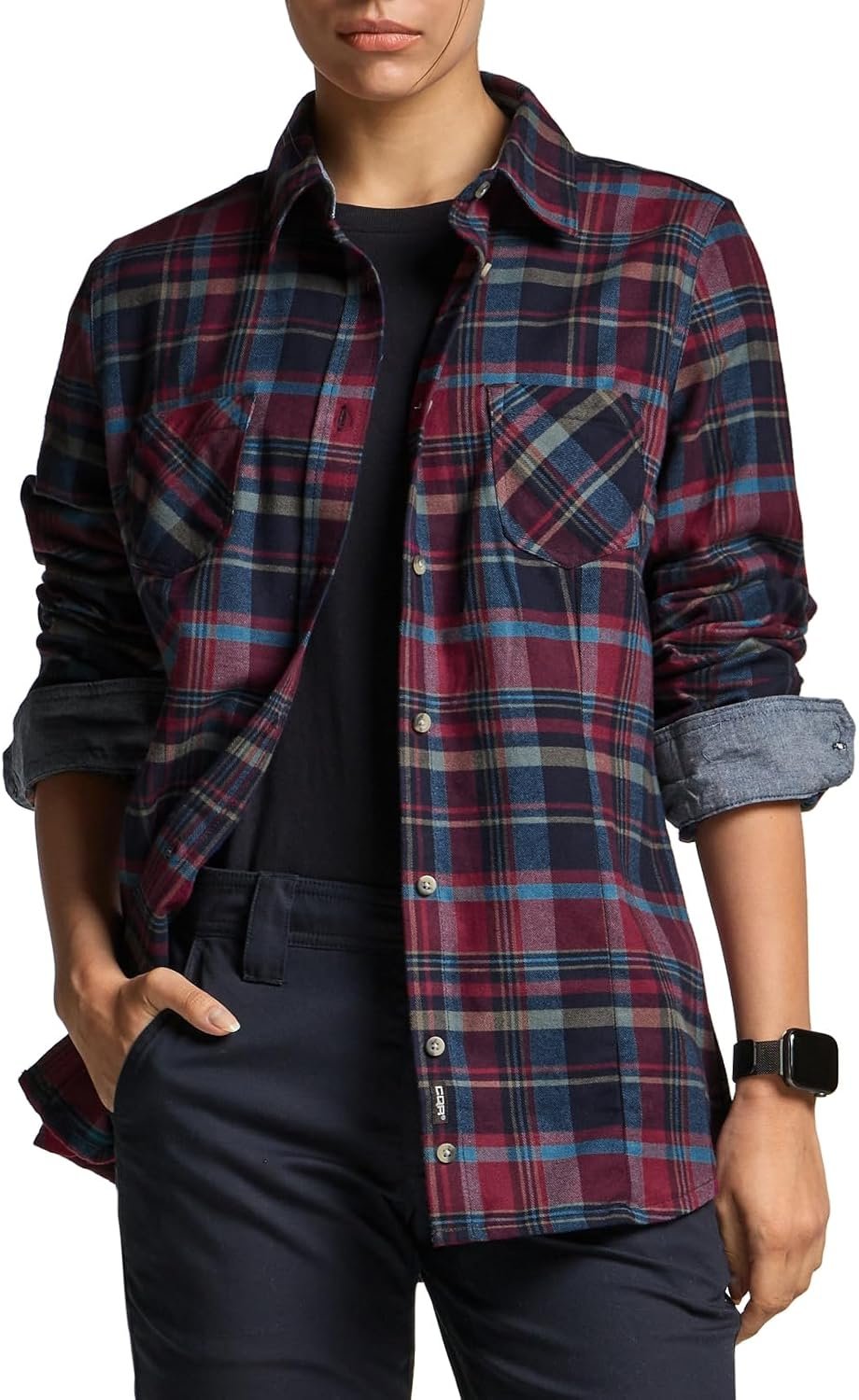 Women's Plaid Flannel Shirt Long Sleeve, All-Cotton Soft Brushed Casual Button Down Shirts