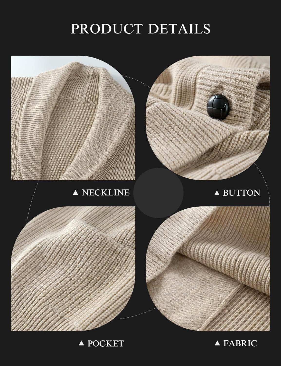Women's Merino Wool Sweater V-Neck Ribbed 2025 Fall Winter Lapel Button Down Long Sleeve Knit Cardigan with Pocket - Image 2