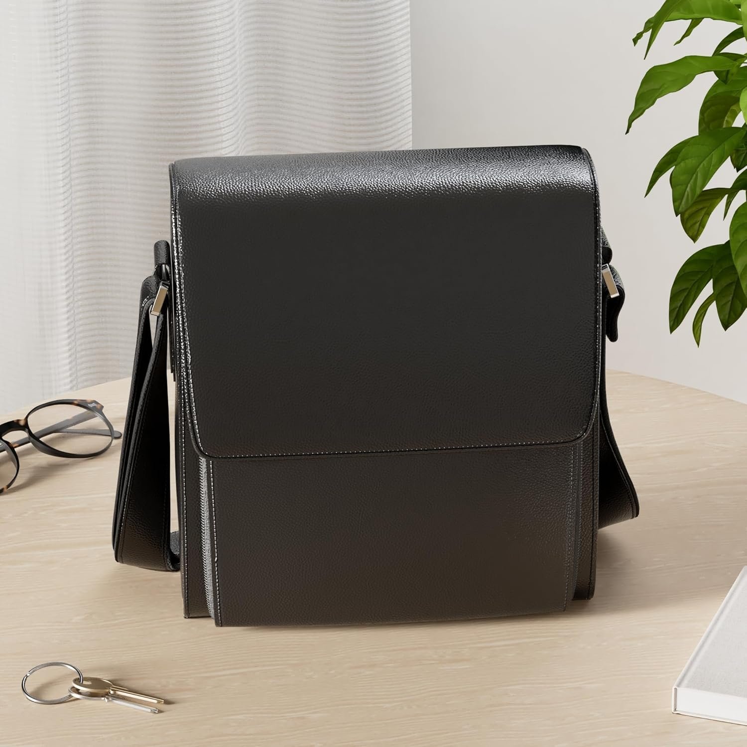 Leather Messenger Shoulder Crossbody Bag for Men Work Business Vintage Magnetic Buckle Big Capacity Adjustable straps - Image 2