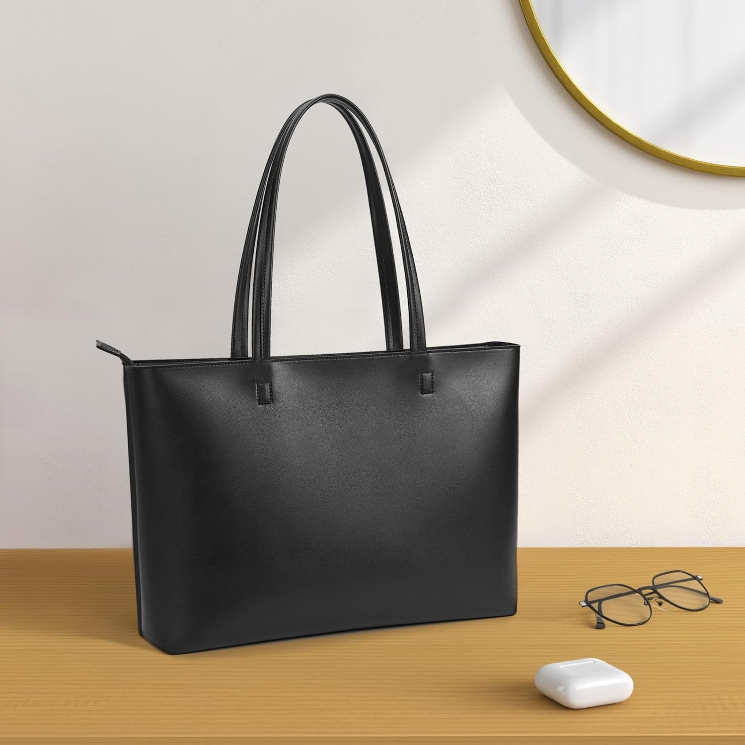 Tote Bag Zipper Shoulder Bag Faux Leather Purses Satchel for Women Large Casual Handbag Work Dating College - Image 2