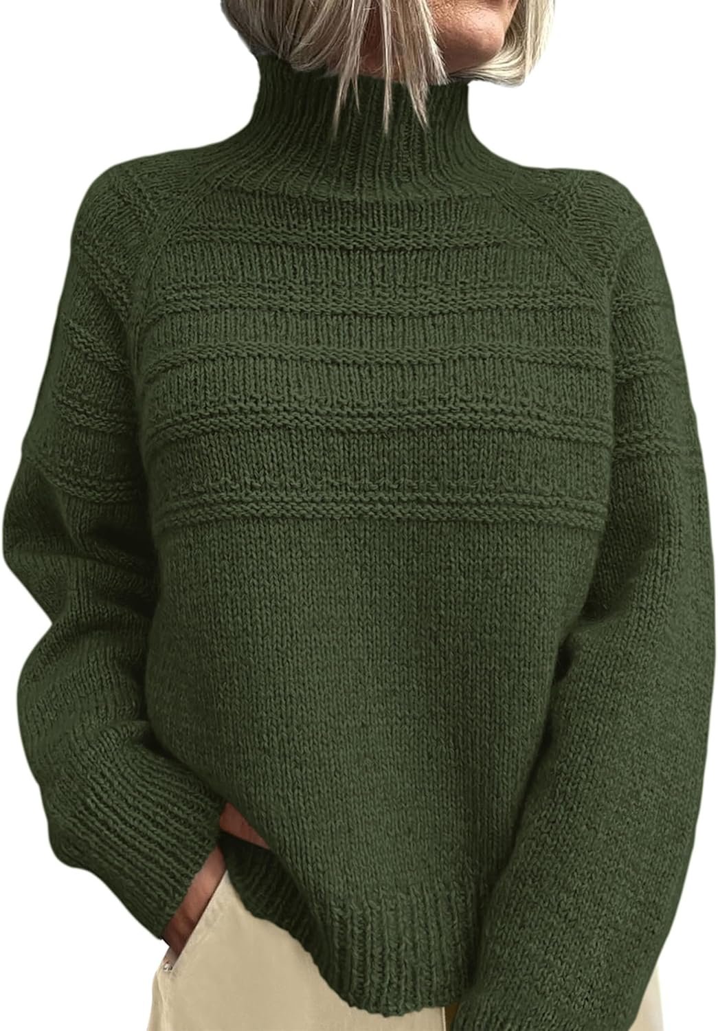 Women's Turtleneck Sweaters 2025 Fall Chunky Knit Pullover Long Sleeve Jumper Tops Trendy Winter Clothes